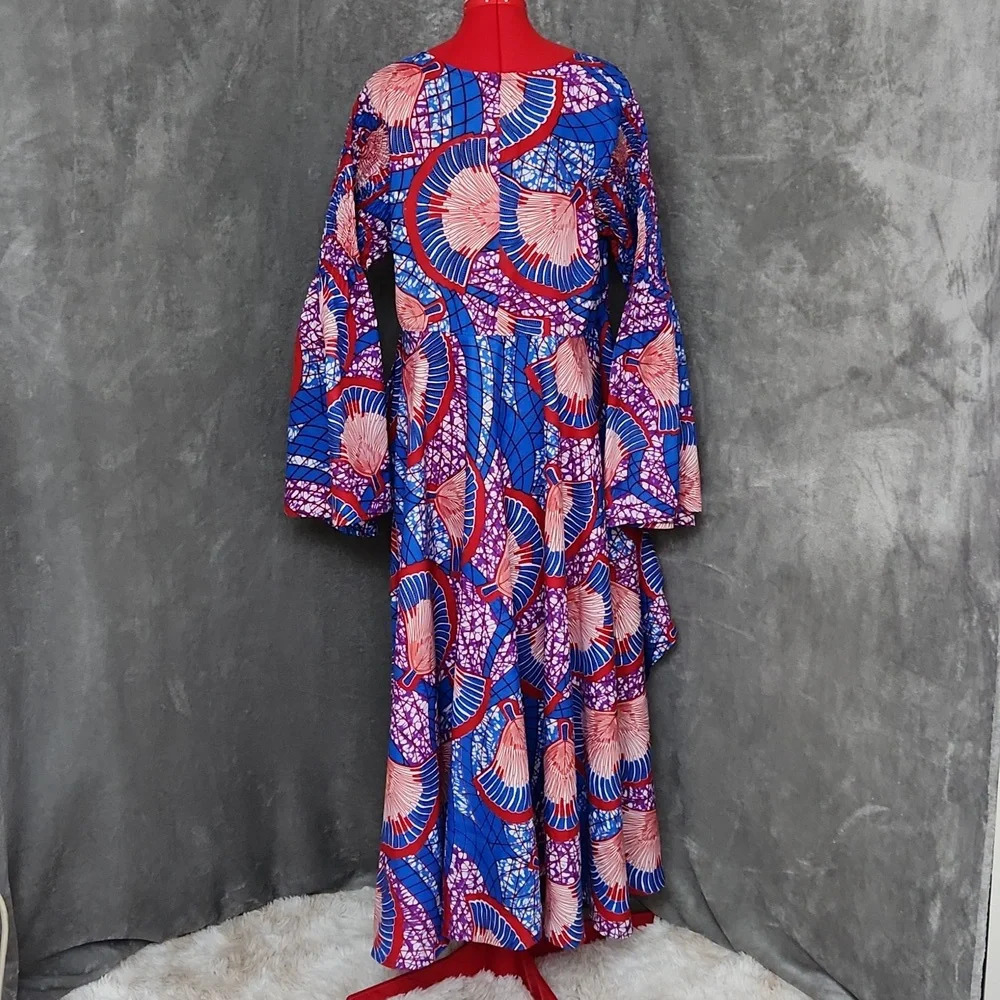Advance Apparel Ankara AFRICAN Bell Sleeve print dress free size - Picture 4 of 14
